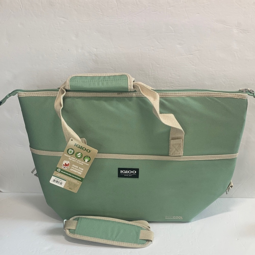 Igloo Tote Bag 24 Cans Vintage Green Eco Friendly Removable Strap NWT